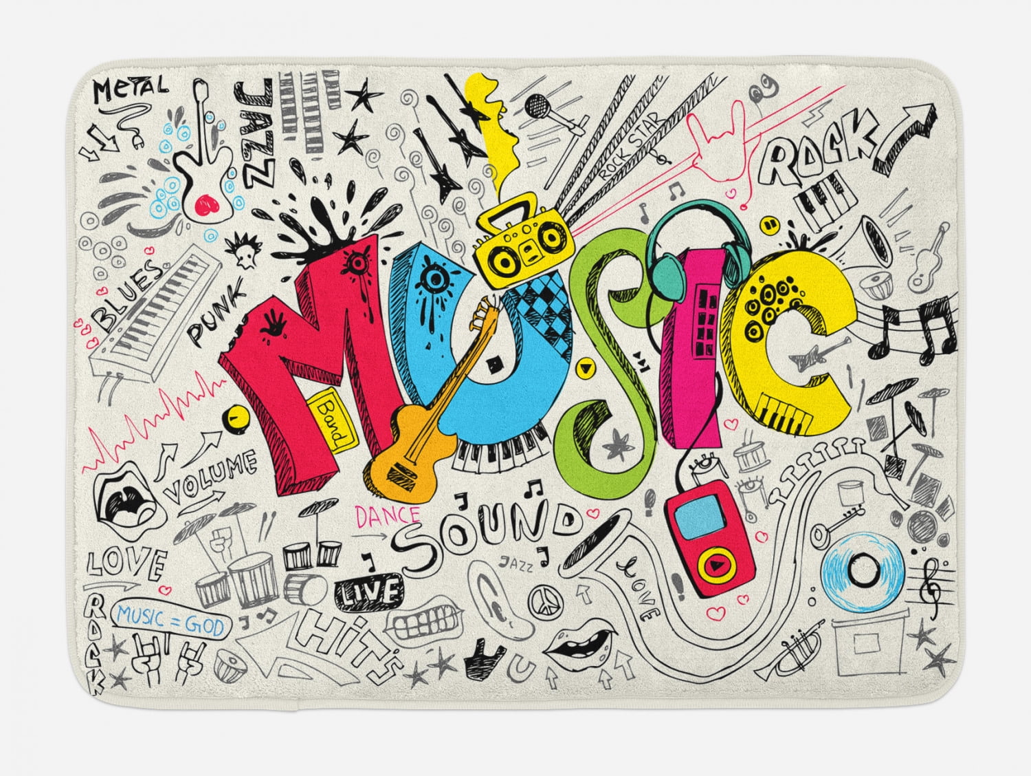 Rock Music Bath Mat for Bathroom Home Decor Plush Non-Slip Mat 29.5/" x 17.5/"