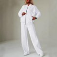 thumbnail image 2 of Rexolia Women’s Full Zip Relaxed Top & Wide Leg Pants Solid 2-Piece Active Set White 2XL, 2 of 4