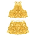 thumbnail image 5 of Miutii Kids Girls Sequin Metallic Crop Top with Skirt Set Jazz Latin Dance Outfits 2 Piece Dancewear Gold 7-8, 5 of 7