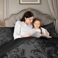 thumbnail image 4 of meiyoeat Vintage Damask Floral King Size Comforter Sets,Gothic Skull Pattern Comforters King Size For Adults,Grey Black,Black Reversible,3pcs,1 Comforter and 2 Pillowcases, 4 of 7