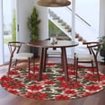 thumbnail image 3 of Round Rugs 8Ft, Red Floral Christmas Round Area Rug Washable Indoor Throw Carpet, Xmas Floral Botanical Rustic Large Non Slip Circle Rug for Kids Room RV Home Decor Aesthetic, 3 of 8