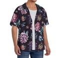 thumbnail image 3 of Salouo Roses Flowers Pattern Cuban Collar Shirts for Men Button-Down Shirt Men's Short Sleeve Shirts Hawaiian Shirts Casual Shirts -4X-Large, 3 of 6