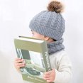 thumbnail image 5 of (gris) Gorro de invierno con bufanda para bebé - Gorro de punto con pompón de invierno de 0 a 36 meses, conjunto de gorros y bufandas para niños, niñas y niños, 5 of 5