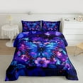thumbnail image 2 of Manfei Female Men Blue Butterfly Bedding Comforter Set 2pcs,Chic Floral Flowers Twin Comforter Sets Microfiber,Abstract Gradient Breathable Bedding Set,Microfiber Bedroom Decor,Reversible, 2 of 8