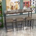 thumbnail image 2 of Miekor Furniture Modern Design Kitchen Dining Table, Pub Table, Long Dining Table Set with 3 Stools, Easy Assembly, Brown Gray (W75753849) 113529, 2 of 9