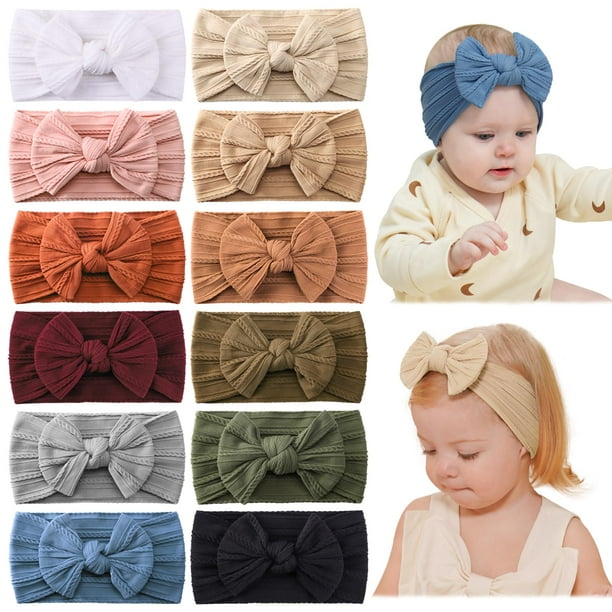 Diademas Jollybows de nailon para bebés, 12 unidades