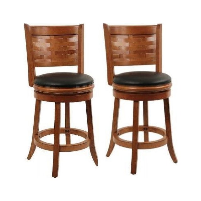 Tabouret de Comptoir Pivotant 24 Pouces en Chêne Brossé - Ensemble de 2