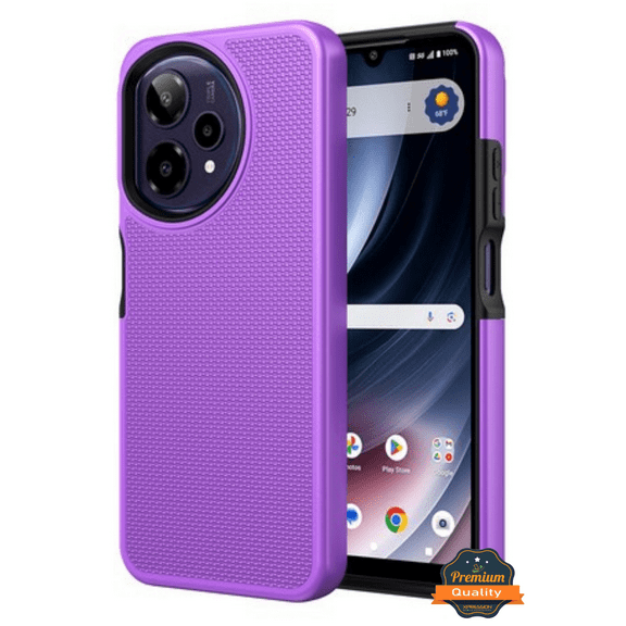 Xpression Phone Case For AT&T Motive Pro 2 Dual Layer Slim & Tough Hybrid Shockproof Heavy Duty TPU Matte with Textured Rugged Shell Protection Cover, Purple