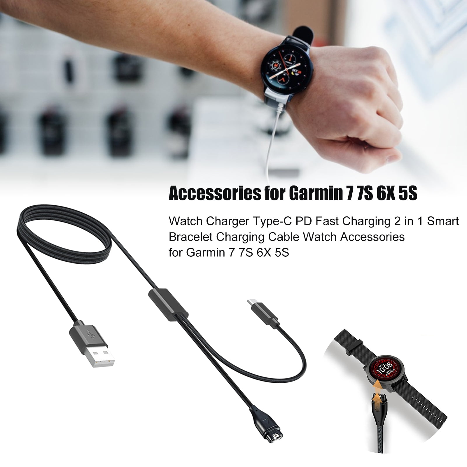 buateil Watch Charging Cable TypeC PD Fast Charging 2 in 1 Smart Bracelet Charging Cable Watch