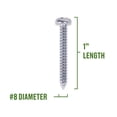 thumbnail image 3 of Hillman Sheet Metal Screws, #8 x 1", Pan Phillips, Zinc Plated, Steel, Pack of 15, 3 of 6