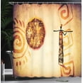 thumbnail image 4 of Ambesonne Vintage Shower Curtain, Brown Tribe Art, 69"Wx84"L, Brown Tan, 4 of 5
