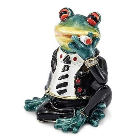 Bejeweled Frog - Bejeweled Smoking Frog Trinket Box