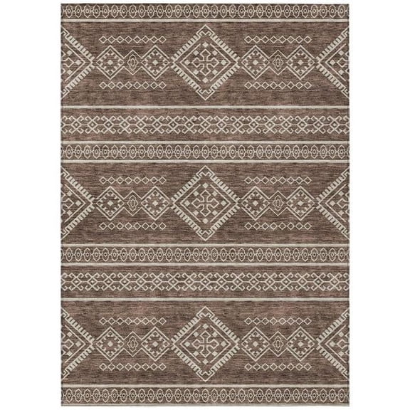 HomeRoots 593654 3 x 5 ft. Brown & Ivory Southwestern Washable Indoor & Outdoor Rectangle Area Rug