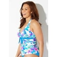 thumbnail image 3 of Swimsuits For All Women's Plus Size Halter Tankini Set 8 Black White Floral, Black, 3 of 5