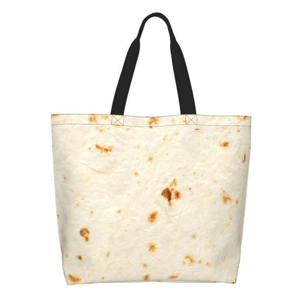 Balery Pita Tortilla Bolsa Tote Estilo Estético con Cremalleras, Bolsa de Hombro, Bolsa de Compras Grande y Plegable