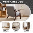 thumbnail image 2 of Mid Century Modern Accent Chair, Arm Chair Living Room Chairs with Lumbar Pillow Upholstered Lounge Reading Chair with Solid Wood Frame &Cat-Scratch Leather for Living Room (Pu-Gray), 2 of 7