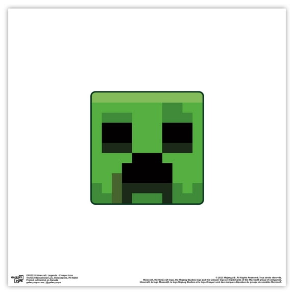 Gallery Pops Minecraft: Legends - Creeper Icon Wall Art, Unframed Version, 12" x 12"