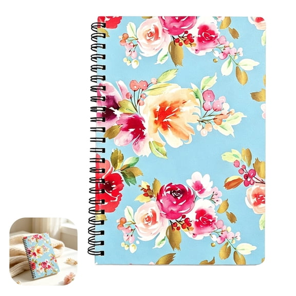 Clearance A5 Loose Coil Thickened Notebook, Hardcover Refillable Binder Journal with Retro Cover, Horizontal Lined Inner Page, 80 Thick Writing Pages for Office Work, Class Study and Daily Journaling