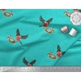 thumbnail image 1 of Soimoi Green Poly Georgette Fabric Nest & Bullfinch Bird Decor Fabric Printed Yard 42 Inch Wide, 1 of 3