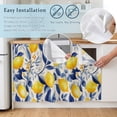 thumbnail image 5 of Yellow Lemon Cabinet Curtain 35"Wx35"L,Dustproof Under Sink Skirt with Self Adhesive Tape,Blue Leaf Vintage Botanical Summer Spring Cabinet Curtain Cover for Kitchen Sink,Bathroom Vanity,Laundry Room, 5 of 9