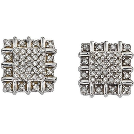 0.25 Carat T.W. Diamond Sterling Silver Tic Tac Toe Earrings (IJ I2-I3)
