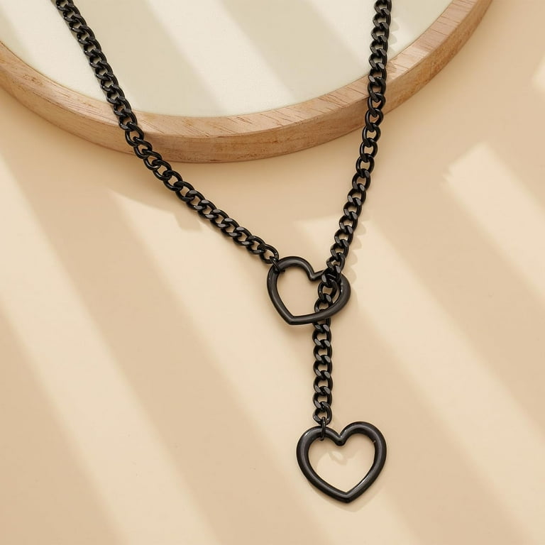 Heart Slip Chain Necklaces for Women,Stainless Steel O-Ring Heart Slip Chain Necklaces for Women,Stainless Steel O-Ring
