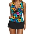 thumbnail image 5 of Dagegui Women's Tankini with Skirt Tummy Control Swimsuit 2 Piece Bathing Suit Ruffle V Neck Swimwear Modest Swimming Suits 03 Multicolor XXL, 5 of 9