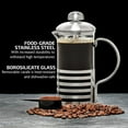 thumbnail image 4 of OVENTE French Press Coffee Maker 20 Ounce with Heat Resistant Borosilicate Glass, Stainless Steel Design and 4-Level Filter System, Portable Cold Brewer Pot for Travel, Camping or Gift, Silver FSH20S, 4 of 9