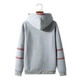 thumbnail image 4 of Sudadera con capucha de manga larga con diseño de cinta para hombre Sudadera con capucha informal con cordón Pompotops  oipoqjl15622, 4 of 9
