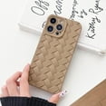 thumbnail image 2 of for iPhone Case Cute 3D Weave Plated Design Soft TPU Silicone Camera Screen Protect Bumper for Women Girls Slim Reinforced Shockproof (Brown,iPhone 13 Pro), 2 of 9