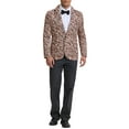 thumbnail image 2 of Lars Amadeus Animal Printed Blazer for Men's Slim Fit One Button Sports Coats M Light Khaki, 2 of 5