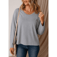 thumbnail image 4 of SOMER Womens Blouses Casual Loose Fit Tops Oversized Long Sleeve Round Neck Drop Shoulder High-Low Tshirts Trendy,2025 Fall, 4 of 7