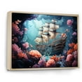 thumbnail image 2 of Designart "Pirate Ship As An Underwater Memory" Coastal Coral Under Water Floater Framed Wall Decor, 2 of 5