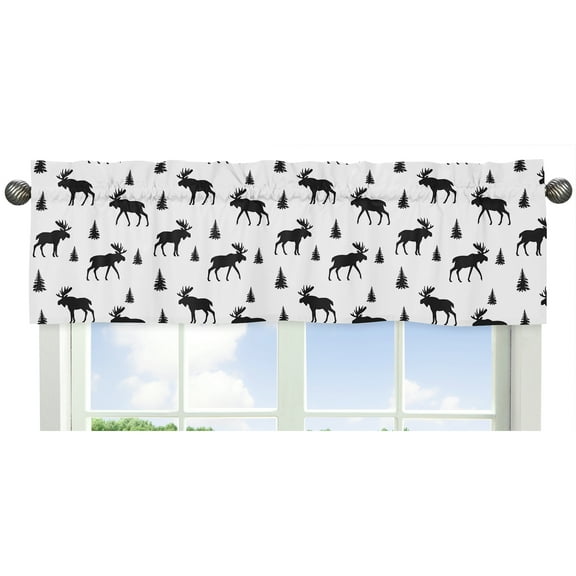 Sweet Jojo Designs Black and White Woodland Moose Window Treatment Valance for Rustic Patch Collection