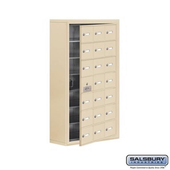 SalsburyIndustries  Cell Phone Storage Locker With Front Access Panel - Sandstone - 7 Door High Unit