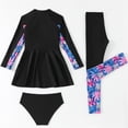 thumbnail image 4 of Toddler Swimsuit Girl Girl's Long Sleeve Rash Guard Two Piece Swimsuits with Shorts and Pants Girls' Swimwear Black 9-10 Years, 4 of 8