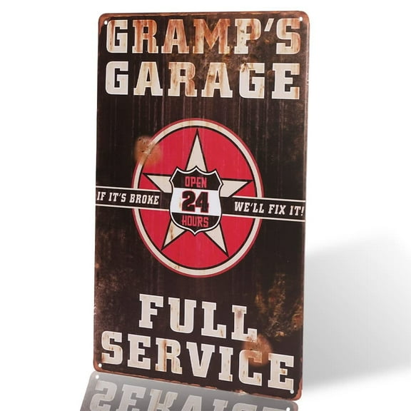 Grandfather's Garage Sign Gift for The Grandad who has Everything Best Grandpa Gift from his Grandson or Granddaughter Gramp's Garage Full Service Sign Open 24hour