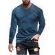 thumbnail image 2 of Blusas y camisas de manga larga con cuello redondo para hombre, blusa informal de manga larga con cuello redondo y estampado de rayas, blusa de poliéster para hombre, 2 of 5