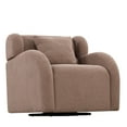 thumbnail image 3 of Canddidliike 360 Degree Swivel Barrel Chair, Swivel Accent Chair with Ottoman, Teddy Short Plush Particle Velvet Armchair for Living Room, Hotel, Bedroom, Office, Lounge, Brown, 3 of 11