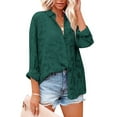 thumbnail image 2 of Summer Tops, Women Blouses, Women's Casual Long Sleeve Chiffon Shirt Top - Elegant Button-Up Design for Versatile Fashion and Comfortable Wear, 2 of 5