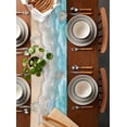 thumbnail image 4 of Table Runner Dresser Scarf 13 x 72 Inch Summer Coastal Teal Beach Ocean Wave Table Runners Non-Slip Heat Kitchen Dining Table Decor for Indoor Outdoor Home Party Decoration, 4 of 7