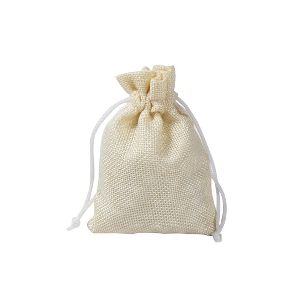 Bolsa de arpillera reutilizable de 50 Uds., saco de yute hecho a mano, accesorios de joyería de lino Natural, bolsa de almacenamiento, Mini Almacenamiento y organización del hogar Beige 7*9cm Bearachild HA070894-04