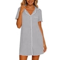thumbnail image 2 of Avirosel Women's Button Down Sleepshirt Short Sleeve Nightgown V Neck Nightshirt Pajamas Soft Casual Nightdress for Loungewear, 2 of 7