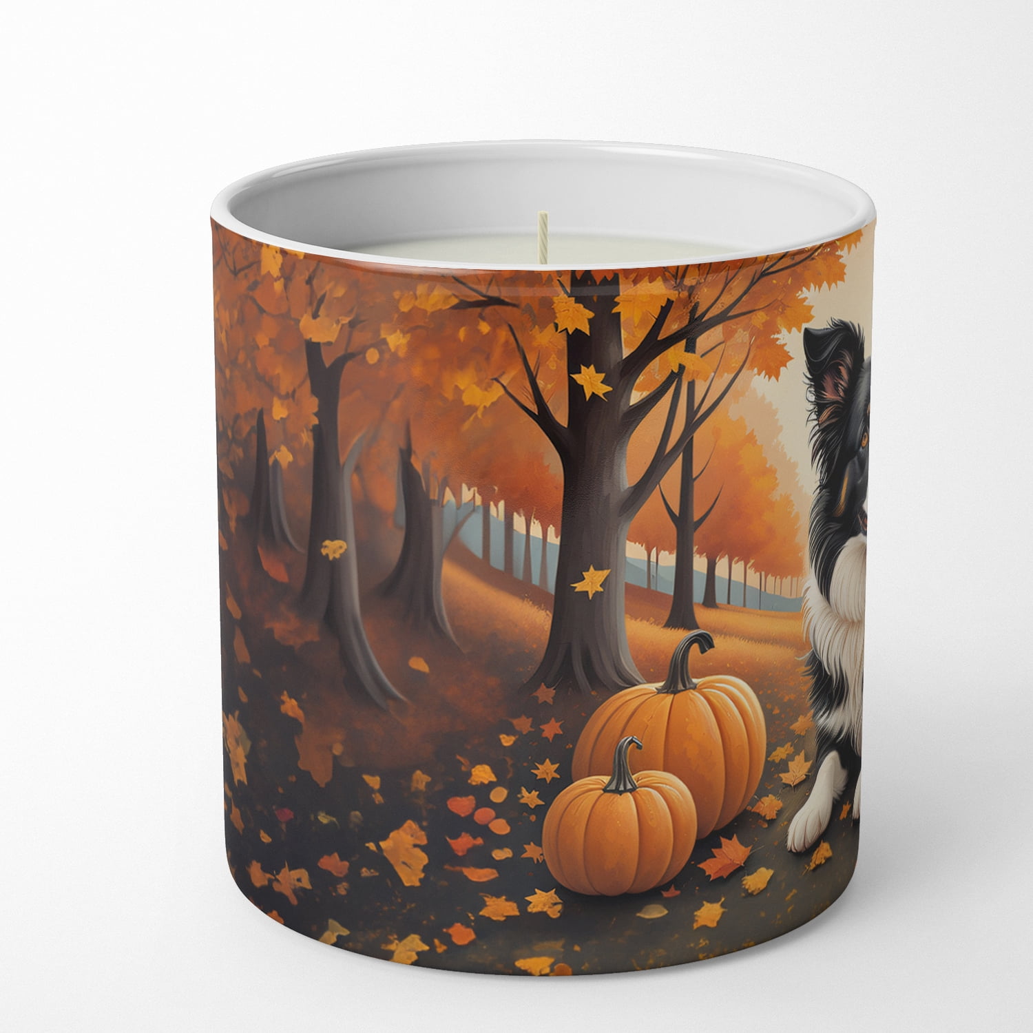 Border Collie Fall Decorative Soy Candle 3.25 in x 3.75 in
