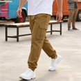 thumbnail image 5 of Dwellite Mens Sweatpants Drawstring Elastic Waist Cargo Joggers with Pockets Casual Fashion Solid Color Sweat Pants Camel 3XL, 5 of 9