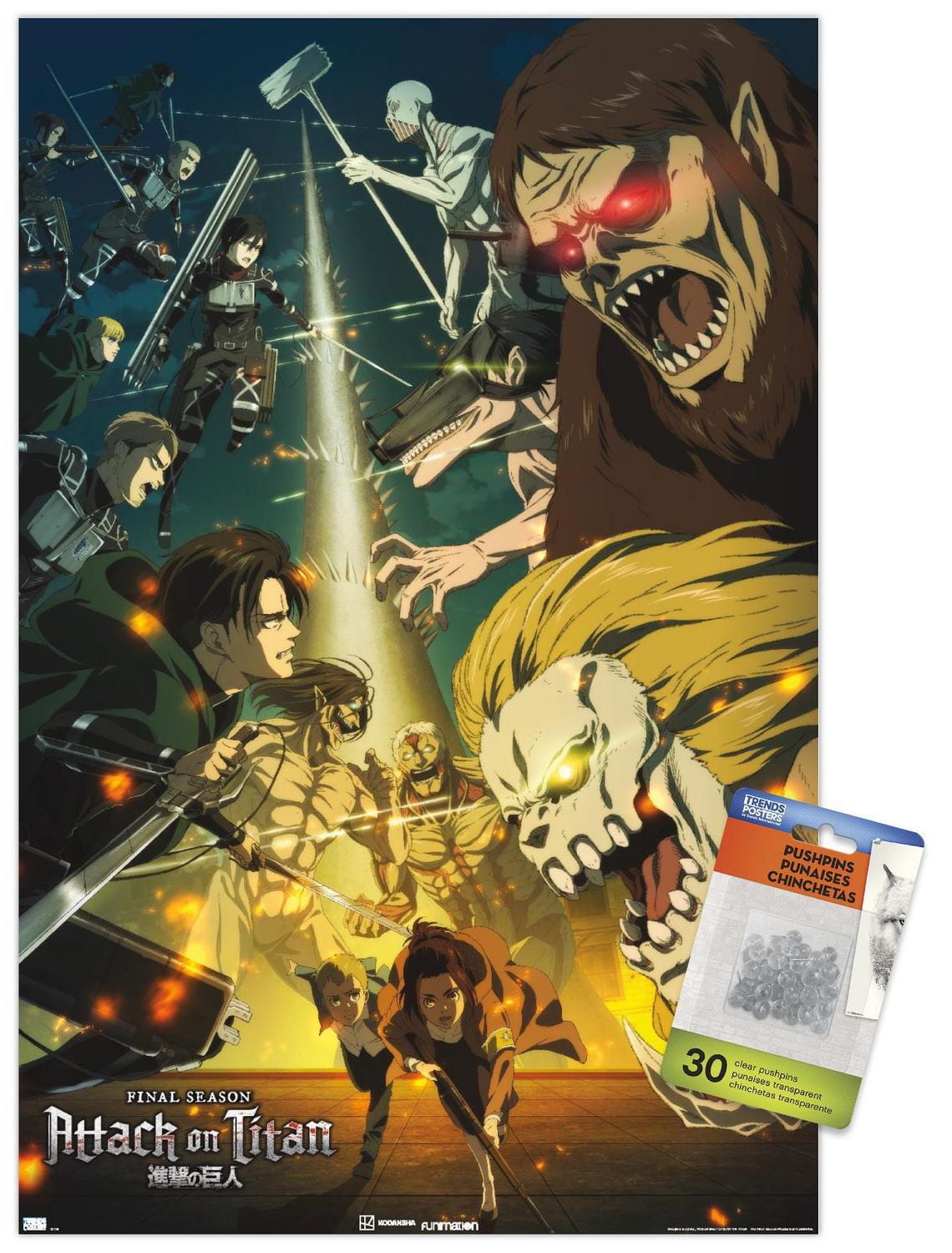 Attack on Titan: Season 4 - Key Visual 3 Wall Poster with Magnetic Frame, 22.375" x 34"