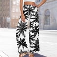 thumbnail image 6 of LWavelet Women's Drawstring Waist Palm Tree Print Wide Leg Pants with Split Detail for Beach & Vacation Wear White 2XL, 6 of 8