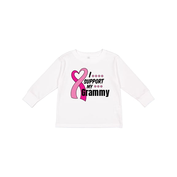 Inktastic Breast Cancer Awareness I Support My Grammy with Pink Ribbon Boys or Girls Long Sleeve Toddler T-Shirt