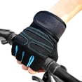 thumbnail image 2 of Wrist Half Finger Fitness Gloves for Men Women, Anti-Slip Shock-Absorbing Convenient Quick Release Breathable Comfortable Pad Cycling Gloves (L), 2 of 6