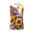 thumbnail image 6 of Lsque Daisy Sunflower Lazy Cat Print Men's Cotton Blend Sleeveless Muscle Shirts (S-3XL)- Moisture Wicking, Odor Protection, UPF 30+,Large, 6 of 8